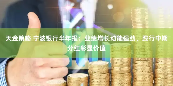 天金策略 宁波银行半年报：业绩增长动能强劲、践行中期分红彰显价值