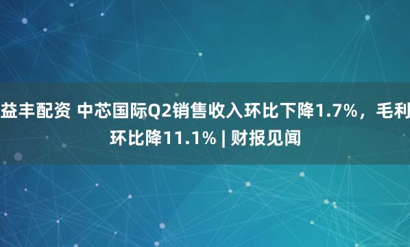 益丰配资 中芯国际Q2销售收入环比下降1.7%，毛利环比降11.1% | 财报见闻